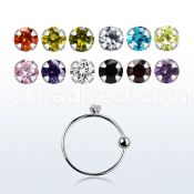 ns05z15m silver noose hoop w a 1 5mm prong set round cz stone 8mm