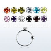 ns05z2m silver noose hoop w a 2mm prong set round cz stone 8mm