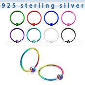 ns06bl color plated sterling silver nose hoop with ball