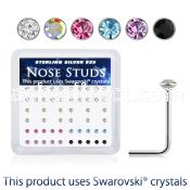 ns14mxsw 925 silver nose studs assorted swarovski crystal