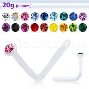 nsac2 clear acrylic nose stud with a 1 5mm round crystal top