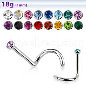 nsc18 316l steel nose screw 18g 1mm w 2mm round crystal top