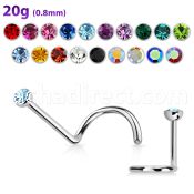 nsc 316l steel nose screw w half ball shaped round crystal