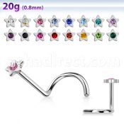 nscstc polished 316l steel nose screw with star top w crystal