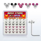 nsmos36a box w 925 silver nose studs w crystal mouse face