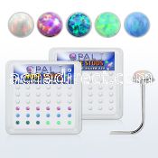 nso25 box w 36 pc of 925 silver nose studs w 2.5mm opals glued