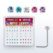 nspbmm box of silver nose studs with 1 5 2mm prong crystals