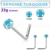 nspge7 925 silver nose stud w turquoise