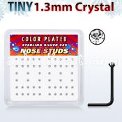 nsrb6xc box w black silver nose studs w 1 25mm round crystal