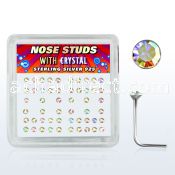 nsrdbxab box of silver nose studs with 1 5mm clear ab crystals