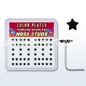 nsxsak box of silver nose studs with 2 3mm black star tops