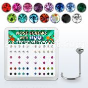nw14mx box w 52 sterling silver nose screws w 2mm mix crystals