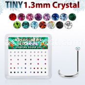 nw6mx box w 52 silver nose screws w tiny 1.25mm mix crystals
