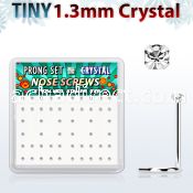 nwp6cx box w 52 silver nose screws w set 1.25mm clear crystals