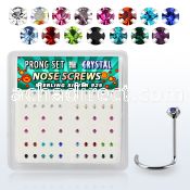 nwpbm box w 52 silver nose screws w set 1.5mm mix crystals