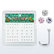 nwzbxm box w 52 silver nose screws w prong set 1.5mm mix czs