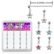 nyds16 silver bend it nose studs w star crystal star
