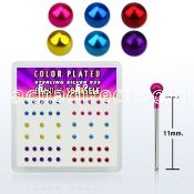 nymtbx2 box w silver bend it nose stud, w 2mm mix color ball top