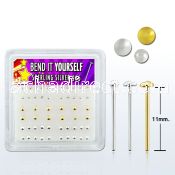 nymx1 silver bend it nose studs w ball flat disc gold disc