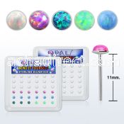 nyo25 box w 36 silver bend it nose studs w 2.5mm opals glued