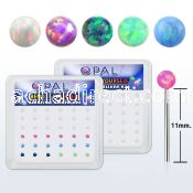 nyo2h silver bend it nose studs w ball shaped synthetic opal