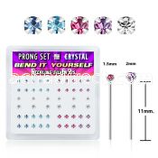 nypbmm silver bend it nose studs with 1 5mm 2mm prong crystal