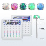 nypo25 box w 36 pc of silver bend it nose studs w 2.5mm opals