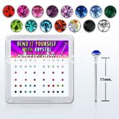 nyrdbxm silver bend it nose studs with assorted color crystals