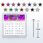 nystxm silver bend it nose studs w star assorted color crystal