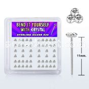 nytrc box w silver bend it nose studs w clear tri crystals
