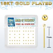 nyx18b box of silver bend it nose studs w 18k gold ball top