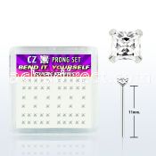 nyzbqc silver bend it nose studs w square clear prong cz