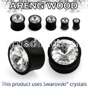 pargc areng wood double flare plug with giant crystal center