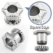 pcu polished 316l steel hexagonal cut screw fit flesh tunnel