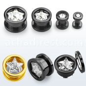 pgtzs anodized 316l steel screw fit flesh tunnel w star cz