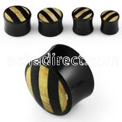 phmx black horn double flared plug with wood accents
