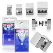 pkmp115 high polished 316l steel fake plug w square sides