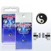 pkmp11 surgical steel magnetic fake plug with yin yang logo