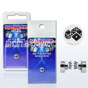 pkmp14 surgical steel magnetic fake plug with two dices logo