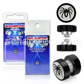 pkmp49 black 316l steel magnetic fake plug w spider logo