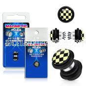 pkmp89 acrylic magnetic fake plug with black white checkered