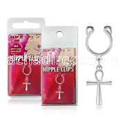 pknp34 steel nonpiercing nipple ring u shape ankh
