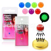 pktg8 3mm magnetic non piercing tragus stud with glow ball