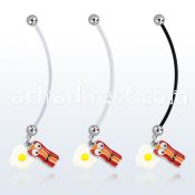 pnd645 pregnancy belly ring w bacon and eggs dangling 
