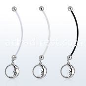 pnd733 pregnancy belly ring w dangling sleepy moon 