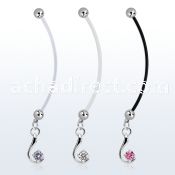 pndz730 pregnancy belly ring w dangling with a single cz