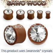 psagc sawo wood double flare plug w giant crystal center