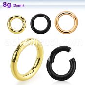 pvd plated surgical steel hinged segment ring, 8g (3mm)