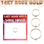 r14hob 14k rose gold endless nose hoop 2mm ball