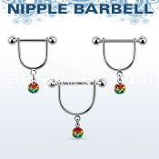 rfrsnp6 316l steel nipple stirrup w 6mm rasta multi crystal ball